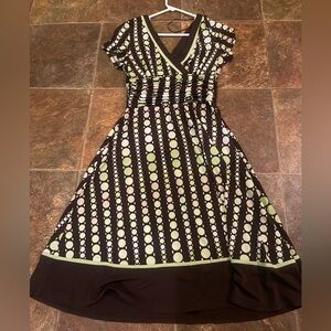 Brown and green dress